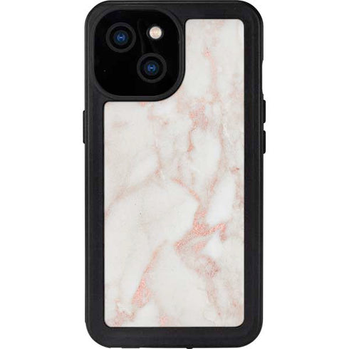 Rose Gold Marble iPhone 15 Waterproof Case